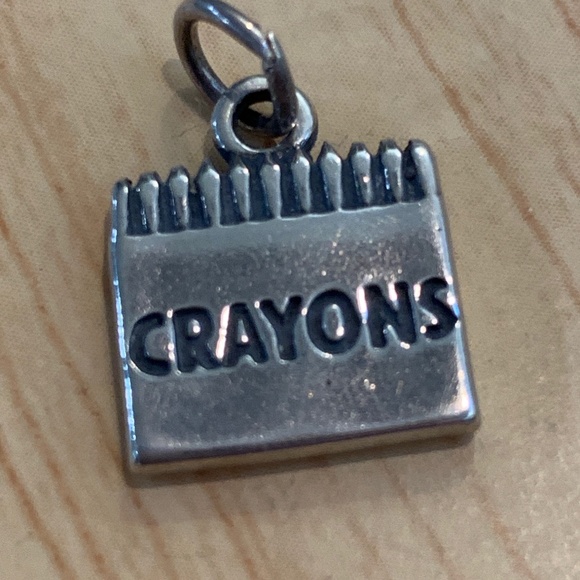 .925 Box of Crayons Sterling Silver Jewelry Charm - Picture 1 of 5